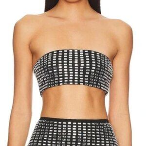 WeWoreWhat Geometric Crystal Bandeau Top In Black Size S NWT